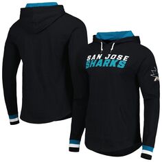 Мужская черная футболка с капюшоном и длинными рукавами Mitchell &amp; Ness San Jose Sharks Legendary Slub