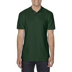 Gildan Softstyle Мужская рубашка-поло с коротким рукавом из двойного пике Floso, белый