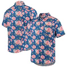 Мужская льняная рубашка на пуговицах с цветочным принтом FOCO Royal Milwaukee Brewers