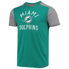 Мужская футболка цвета морской волны/серого цвета Miami Dolphins Field Goal Slub Majestic