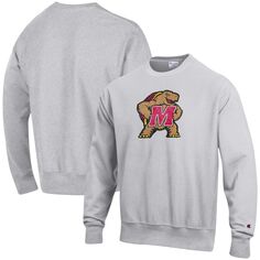 Мужской пуловер обратного переплетения с логотипом Maryland Terrapins Vault серого цвета с принтом меланхолии Champion