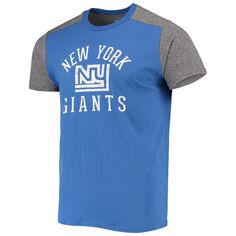 Мужская футболка Royal/Heathered Grey New York Giants Gridiron Classics Field Goal Slub Majestic