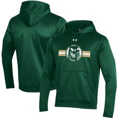 Мужской зеленый флисовый пуловер с капюшоном и логотипом Colorado State Rams Under Armour