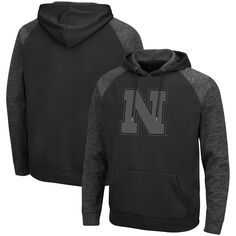 Мужской черный пуловер с капюшоном Nebraska Huskers Blackout 3.0 в тон реглан Colosseum