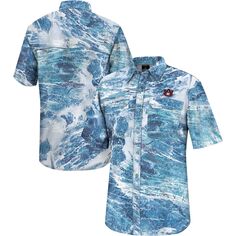 Мужская синяя каштановая рубашка для рыбалки Realtree Aspect Charter на всех пуговицах Colosseum
