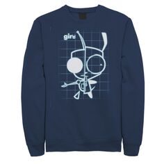 Мужской флисовый пуловер с рисунком Invader Zim X-Ray Schematic GIR Nickelodeon, синий