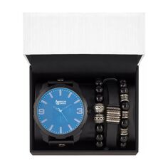 Комплект мужских аналоговых кварцевых часов и браслетов из бисера American Exchange