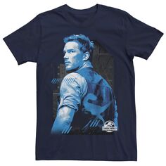 Мужская синяя футболка с портретом Owen, Blue Jurassic World, синий