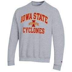 Мужской пуловер с высоким мотором Heather Grey Iowa State Cyclones Champion