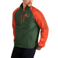 Мужская спортивная куртка Carl Banks Green Miami Hurricanes Point Guard с молнией до половины длины реглан G-III