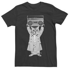 Мужская футболка с рисунком Cute Cat Boombox Licensed Character