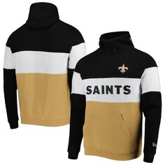Мужской золотой пуловер с капюшоном New Orleans Saints Colorblock Current New Era