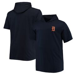 Мужская темно-синяя футболка с капюшоном и пуловером из джерси Detroit Tigers Big &amp; Tall с короткими рукавами