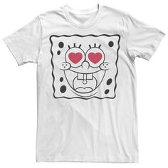 Мужская футболка с рисунком Губка Боб Квадратные Штаны Сердце Глаза Nickelodeon, белый
