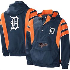 Мужская темно-синяя куртка с капюшоном и молнией до половины Detroit Tigers Impact Starter
