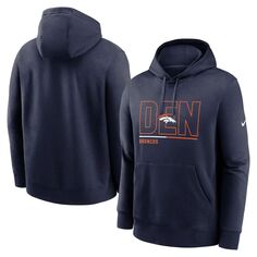 Мужской темно-синий флисовый пуловер с капюшоном Denver Broncos City Code Club Nike