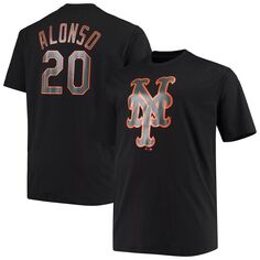 Мужская черная футболка с надписью Pete Alonso New York Mets Big &amp; Tall, именем и номером Fanatics