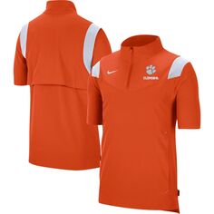 Мужская оранжевая куртка Clemson Tigers Coach с коротким рукавом и молнией до четверти Nike