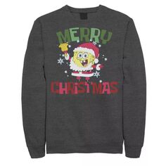 Мужские квадратные штаны Губки Боба, наряд Санты, флисовый пуловер с рисунком Рождества Nickelodeon