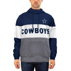 Мужской темно-синий/серый флисовый пуловер со звездами Dallas Cowboys с капюшоном New Era