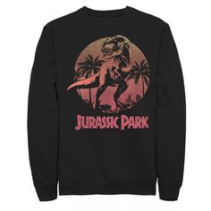 Мужская толстовка с рисунком «Парк Юрского периода Ти-Рекс с градиентом заката» Jurassic Park, черный