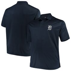 Мужская однотонная рубашка-поло Majestic Navy Detroit Tigers Big &amp; Tall Birdseye Fanatics