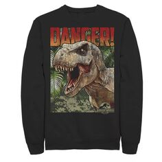 Мужской флисовый пуловер с ретро-плакатом Jurassic World Danger T-Rex Licensed Character, черный