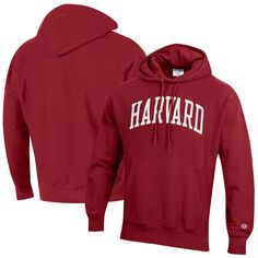Мужской пуловер с капюшоном Crimson Harvard Crimson Team Arch обратного переплетения Champion