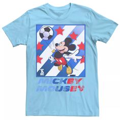 Мужская классическая футбольная футболка с Микки Футбольной звезды Disney, светло-синий