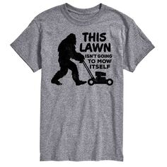 Футболка с рисунком Big &amp; Tall This Lawn Sasquatch Licensed Character, серый