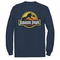 Мужская футболка с логотипом «Парк Юрского периода» и кругом заката Licensed Character, синий
