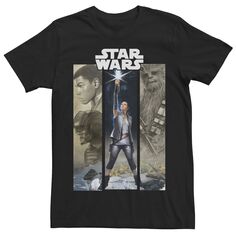 Мужская футболка «Последние джедаи Звездных войн: Рей, Финн, По и Чуи» с эпической панелью Marvel, черный