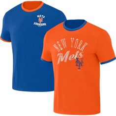 Мужская двусторонняя футболка Darius Rucker Collection от Fanatics Royal/Orange New York Mets Two-Way Ringer