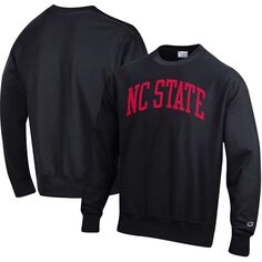 Мужской черный пуловер с принтом NC State Wolfpack Arch обратного плетения, свитшот Champion
