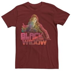 Мужская яркая неоновая футболка Black Widow с плакатом Marvel