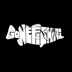 Bass - Gone Fishing - мужская футболка с рисунком Word Art LA Pop Art, черный