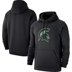 Мужской черный пуловер с капюшоном и логотипом Michigan State Spartans Club Nike