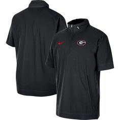Мужская черная куртка Georgia Bulldogs Coaches с короткими рукавами и молнией до половины Nike