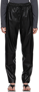 Черные брюки-джоггеры из искусственной кожи LOW CLASSIC