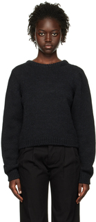 Черный свитер с круглым вырезом LEMAIRE