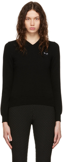 Черный свитер с вышивкой Comme des Garçons Play