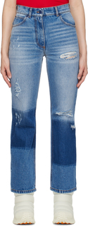 Синие джинсы с эффектом потертости 8 Moncler Palm Angels Edition Moncler Genius