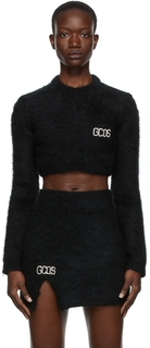 Черный короткий свитер из мохера GCDS