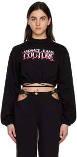 Черный свитшот с вышивкой Versace Jeans Couture