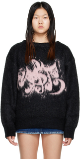 Черно-розовый жаккардовый свитер We11done