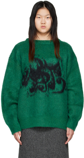 Зелено-черный жаккардовый свитер We11done