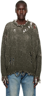 Потертый свободный свитер цвета хаки R13