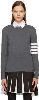 Серый свитер с 4 полосами Thom Browne