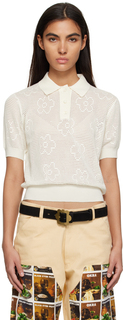 Белая футболка-поло с цветочным принтом Sky High Farm Workwear