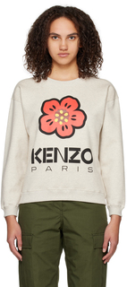 Серый свитшот Kenzo Paris с цветочным принтом боке